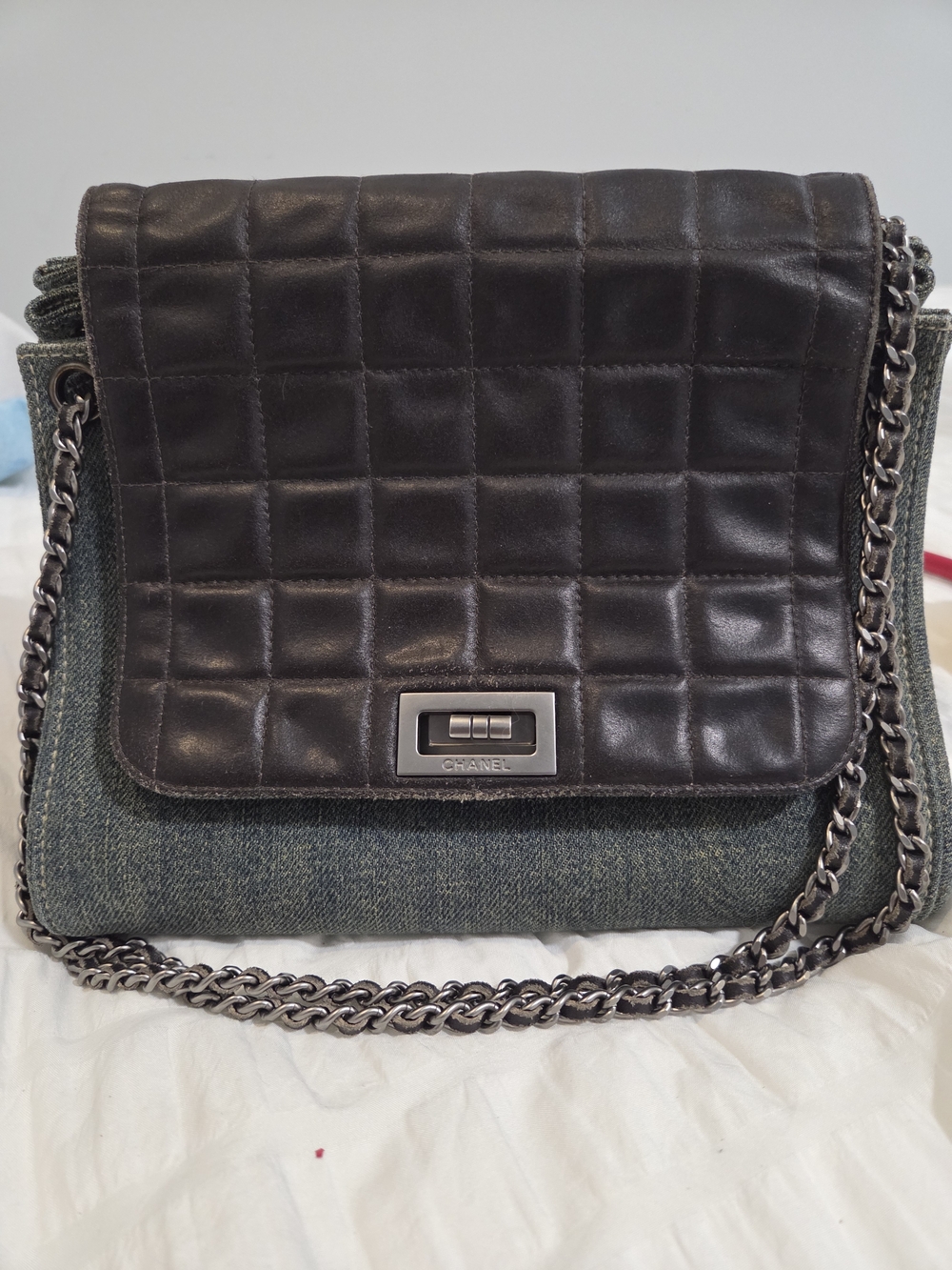 CHANEL Chocolate Bar Flap Bag With Mademoiselle Lock